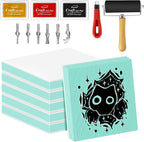 6pcs 2"x2" Rubber Carving Blocks, Linoleum Block Stamp Making Kit by Oopsu
