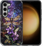 for Samsung Galaxy S23 Case, Stained Glass Dragonfly Pattern Glossy 2 in 1 - Image 2