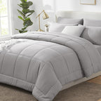 CozyLux King Size Comforter Set French Grey, 7 Pieces Bed in a Bag, All Season by CozyLux