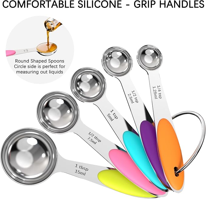 TILUCK Nesting Measuring Cups and Spoons Set, Stainless Steel - Image 4