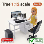 1:12 Scale Miniature Computer Desk & Chair Set – Dollhouse Office Furniture - Image 3