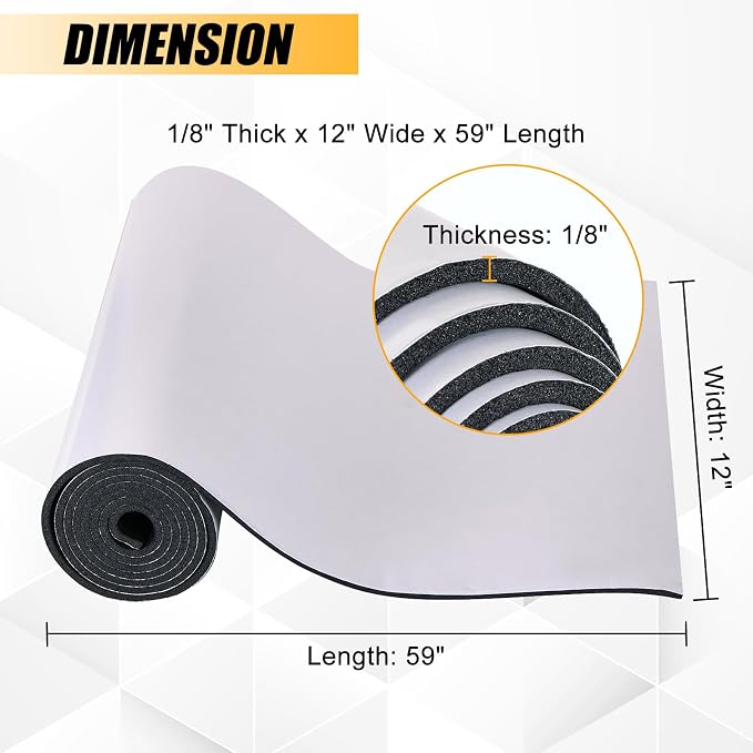1/8" T x 12''W x 59''L Neoprene Foam Rubber Sheet - Image 2