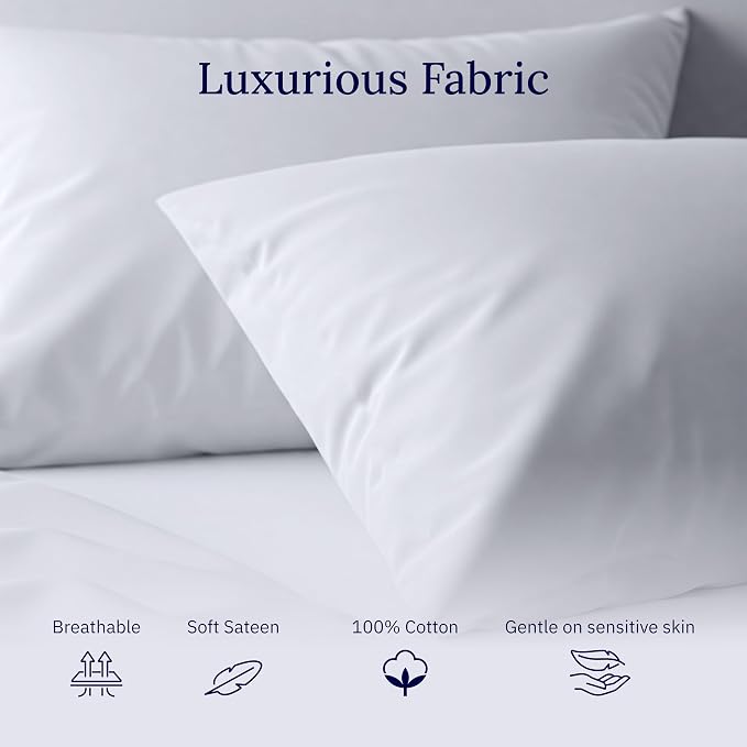 Luxuriously Soft Premium 600 Thread Count, 100% Cotton Set of 2 Cases, Crisp - Image 7
