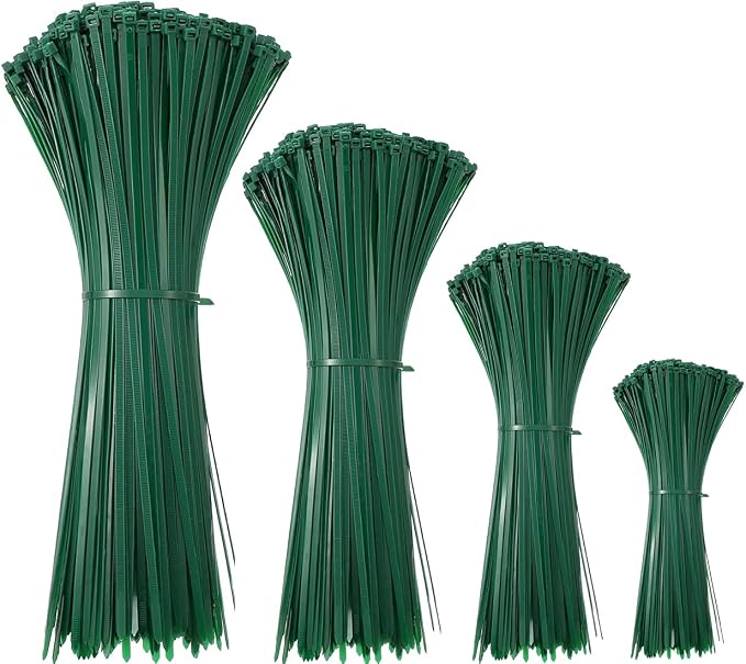 Green Zip Ties Assorted Sizes 400 Pack 4/6/8/12 Inch Cable Ties Plastic Wire by WLEAD