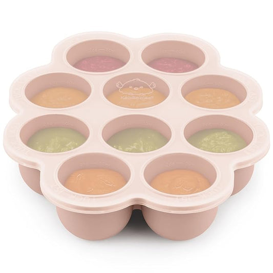 KeaBabies Silicone Food Freezer Trays with Lid, 2oz x 10 Pods Baby Food Storage Containers, Easy Puree Meal Prep, Breast Milk Silicone Freezer Molds, Dishwasher,Microwave Safe,BPA-Free Tray(Dusk)