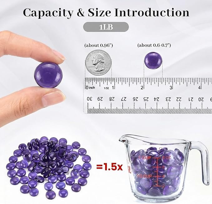 FUTUREPLUSX 1LB Purple Flat Glass Marbles, Glass Pebbles, Aquarium Rocks Fish - Image 2