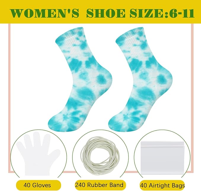 Silkfly White Cotton Socks for Tie Dye White Crew Ankle Socks Tie Dye kit Party - Image 3
