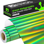 VINYL FROG Green Holographic Heat Transfer Vinyl 12" x5ft Green Metallic HTV by VINYLFROG