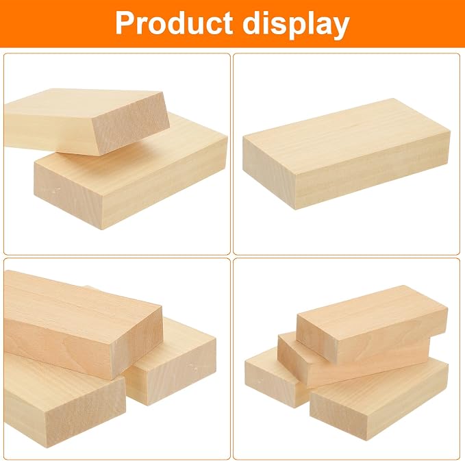 MECCANIXITY 4Pcs Basswood Carving Block, 0.8"x2"x4" Square Wooden Dowels Blocks - Image 4