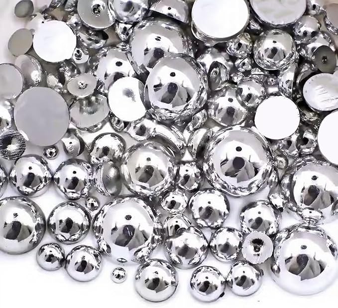 2000PCS AB Color Imitation Half Round Pearls Bead Loose Beads Gems, Mixed Sizes by UYTRDVG