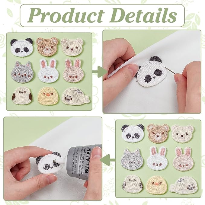FINGERINSPIRE 36 PCS Crochet Appliques 9 Style Lovely Animals Sew On Patch - Image 3