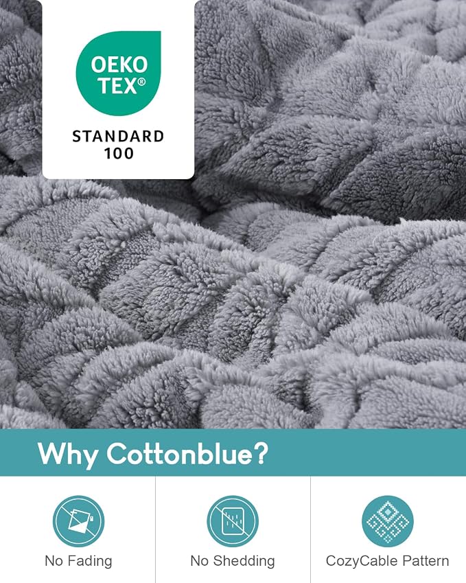 Cottonblue Jacquard Sherpa Weighted Blanket 15lbs - Image 3