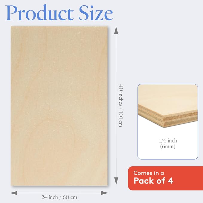 Baltic Birch Plywood 24 x 40 x 1/4 Inch- 6 mm Craft Wood, Stronger Than - Image 2