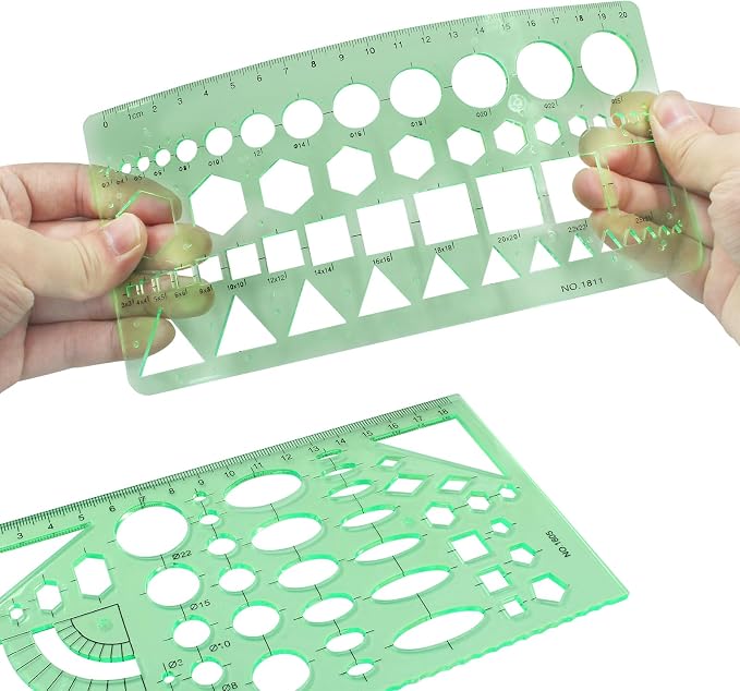 Circle Template, Digital Drawing Set, Geometric Drawings Stencils Rulers - Image 4
