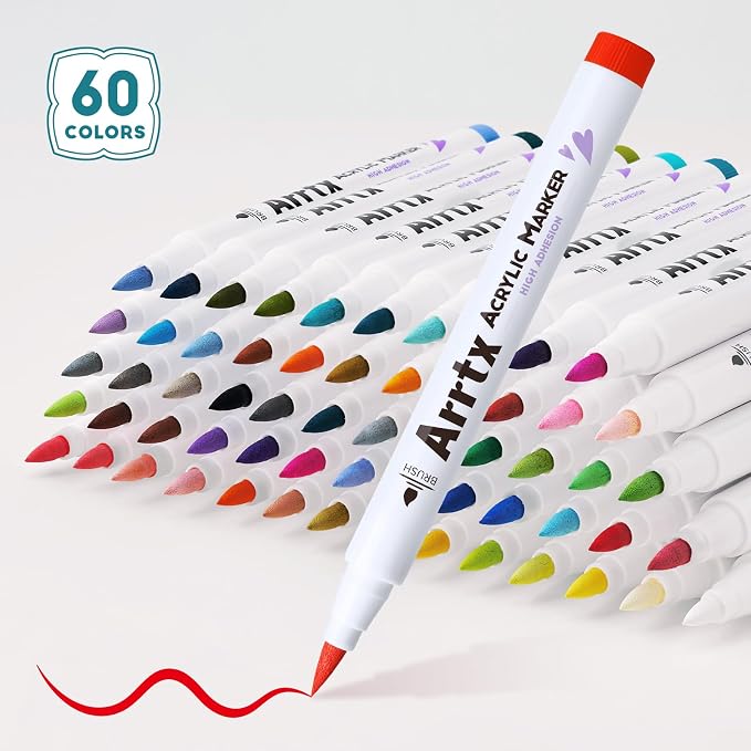 Arrtx 60 Colors Acrylic Paint Pens, Paint Markers Pens, - Image 4
