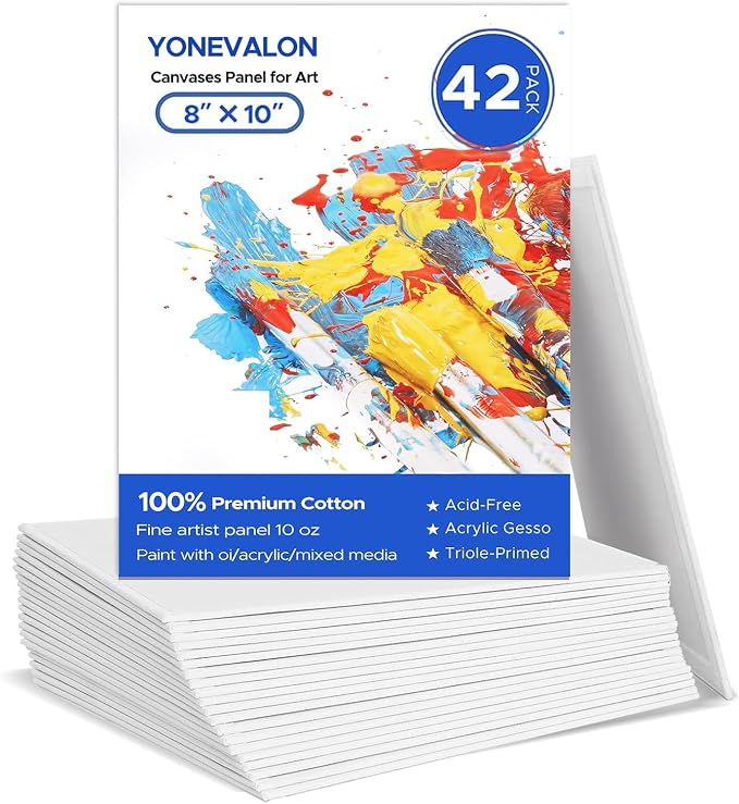 Canvas Boards for Painting Bulk 8x10 Inch, 42 Pack Small Painting Canvases for by YONEVALON