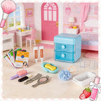 72Pcs Dollhouse Mini Jewelry Storage Case Handbag Towel Cosmetic Set Bathroom - Image 7