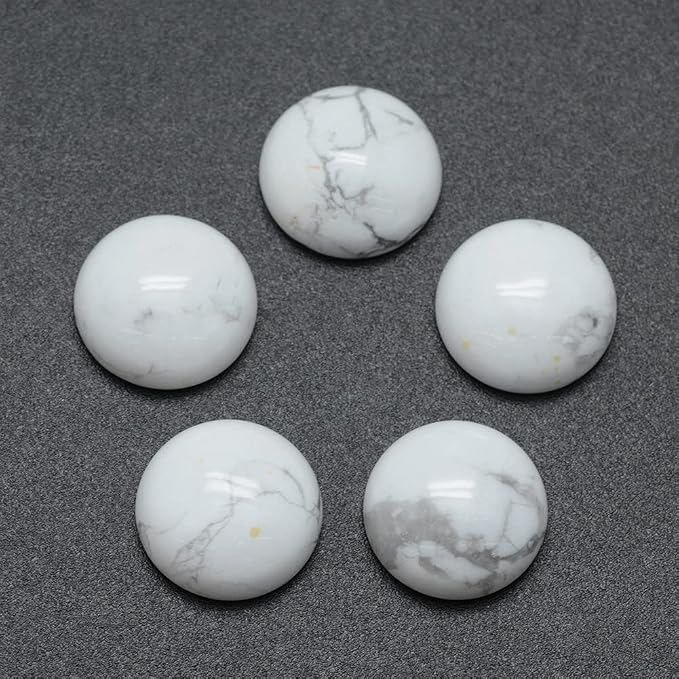FASHEWELRY 50Pcs Natural Howlite Cabochons Flat Back Gemstone Cabochons 12mm by FASHEWELRY