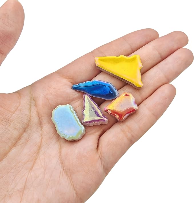 1.1lb Ceramic Mosaic Tiles, Mixed Colour Ceramic Mosaic Pieces - Image 3