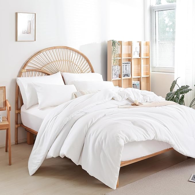 weigelia Queen Comforter Set White Comforter Boho Solid Color Bedding - Image 4