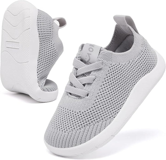 MORENDL Toddler Wide Toe Box Barefoot Shoes Baby First Walking Shoes Boys Girls Non-Slip Zero Drop Minimalist Sneakers