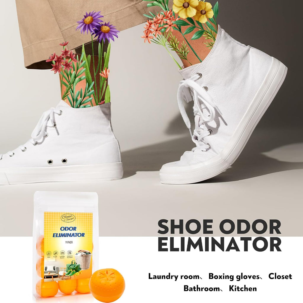 9 Pack Baking Soda Deodorizers, Shoe Deodorizer Balls, Air Freshener for Home, Odor Eliminator for Closets Bathroom Pets, Up to 180 Days