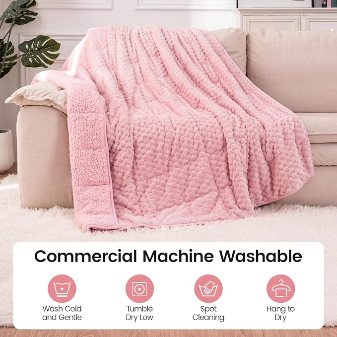 Super Fuzzy Soft Fleece Sherpa Weighted Blanket 15 lbs - Image 6