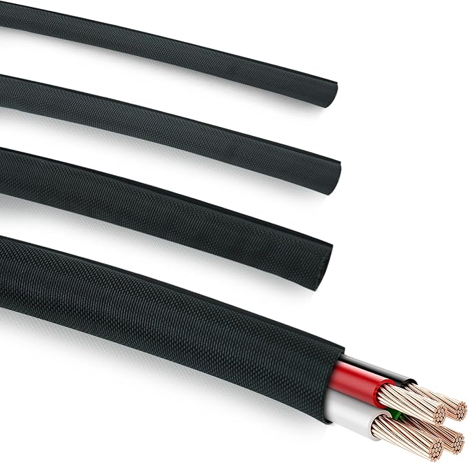 118 Inch Split Loom Flexible Conduit Cable Management, Braided Cord Protectors by Zanoal
