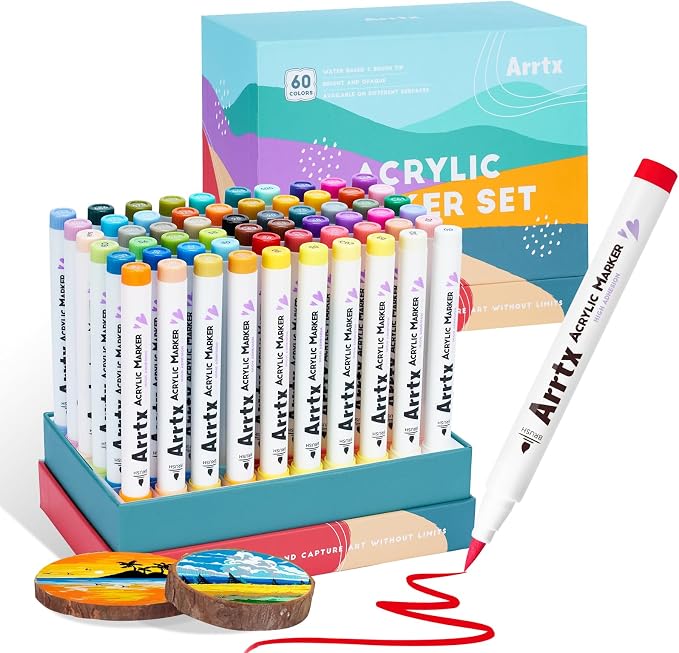 Arrtx 60 Colors Acrylic Paint Pens, Paint Markers Pens, - Image 9