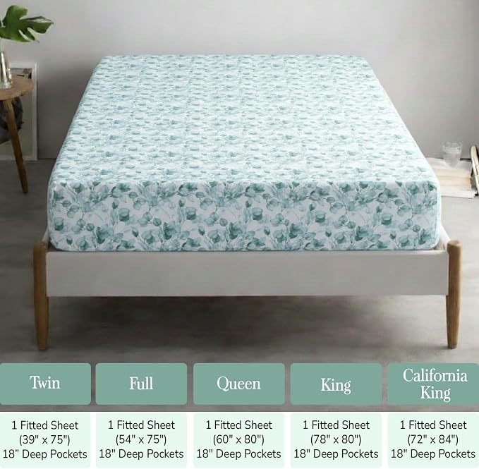 Feather & Stitch 1 Piece Fitted Sheet King Size, 100% Cotton Damask Sateen - Image 6