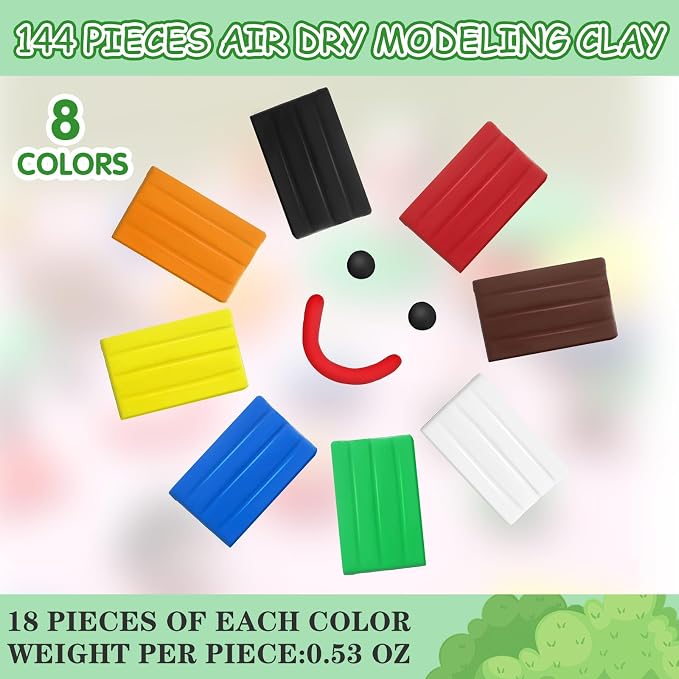 WinnerWhy 144 Pcs Total 76oz Air Dry Clay Soft Non-Toxic Molding Clay - Image 2
