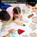 Subacy 80 PCS Unfinished Wood Cutouts 10 Styles DIY Wooden Summer Ornaments - Image 6