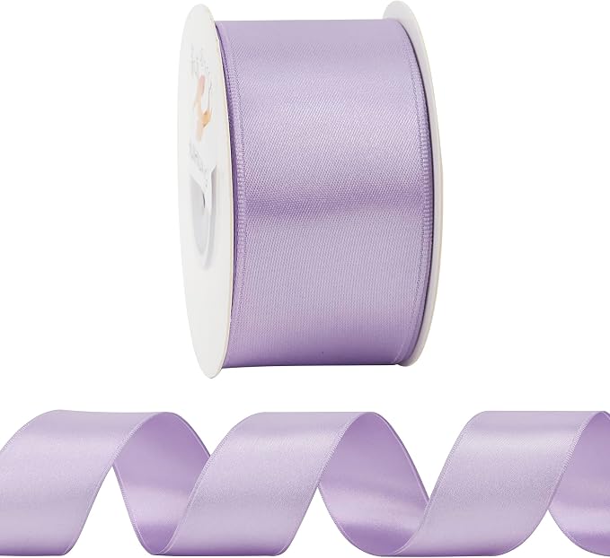 HUIHUANG Lavender Satin Wired Ribbon 1-1/2 inch Lavender Purple Wire Edge Ribbon - Image 8