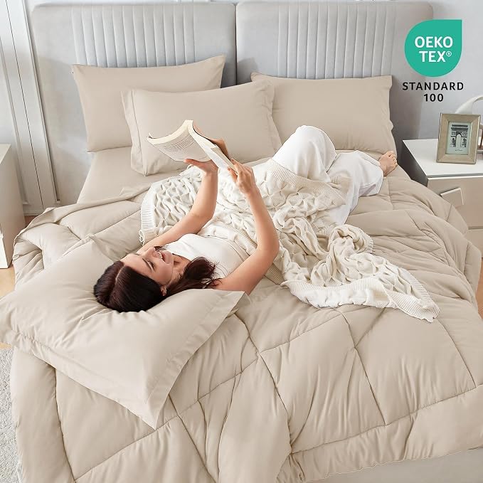 Sasttie Queen Comforter Set, Complete Bedding Set Includes Comforter, Flat Sheet - Image 5