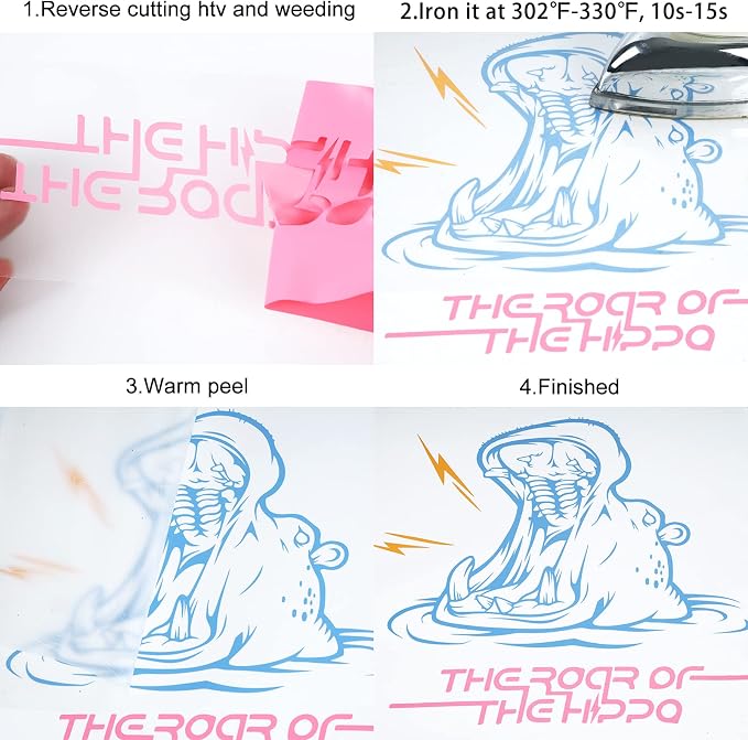 FUNKAKA Pink HTV Heat Transfer Vinyl Bundle, 10 Sheets Sticky HTV Vinyl - Image 5