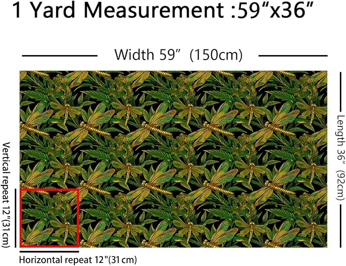 Feelyou Dragonfly Upholstery Fabric by The Yard, Ornamental Dragonfly Printed - Image 2