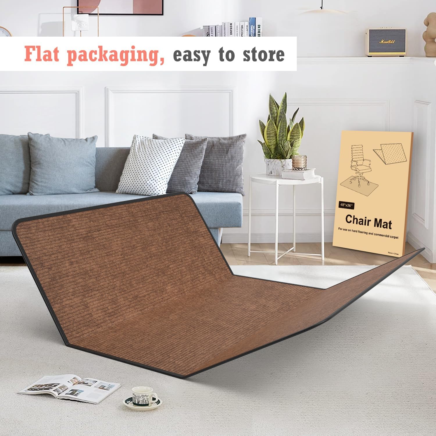 Heavy Duty Office Chair Mat for Carpet and Hardwood Floor Bohemian Desk Chair Mat Rug 36'' x 48'' Jacquard Woven Surface Floor mats for Office Home