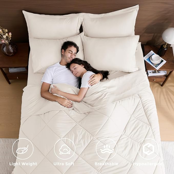 HEVUMYI Ivory King Comforter Set - Image 2