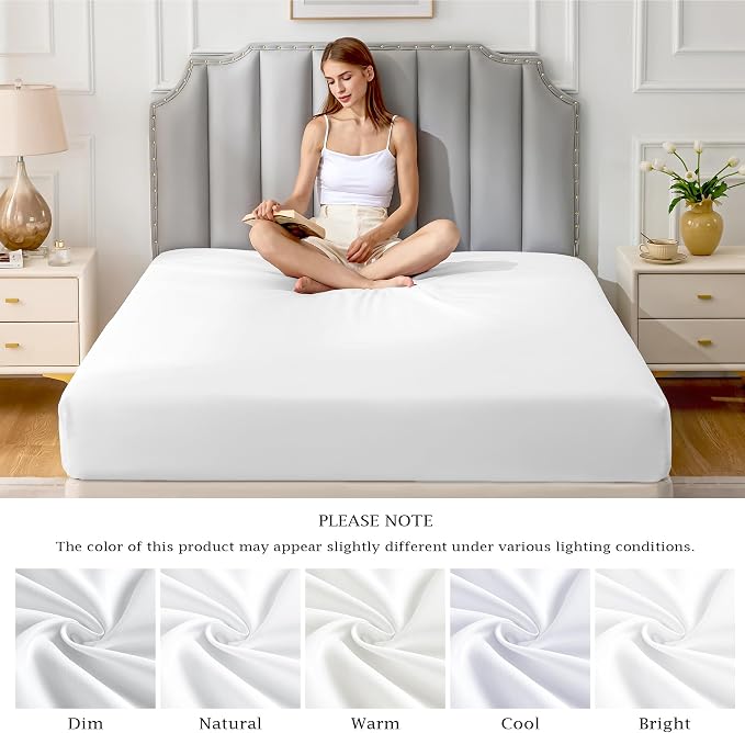 FreshCulture Pure Cotton Fitted Sheets Twin XL Size, 300 Thread Count Percale - Image 7