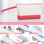 Silkfly 15 Pcs Cotton Canvas Makeup Bags Cosmetic Zipper Bags 10.2 x 5.5 x 2'' - Image 5