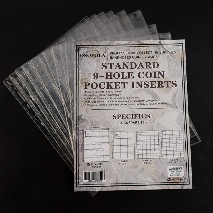 200 Pocket Coin Binder Pages 1.77" Collection Album Holder 10 Pcs | OSOPOLA - Image 7