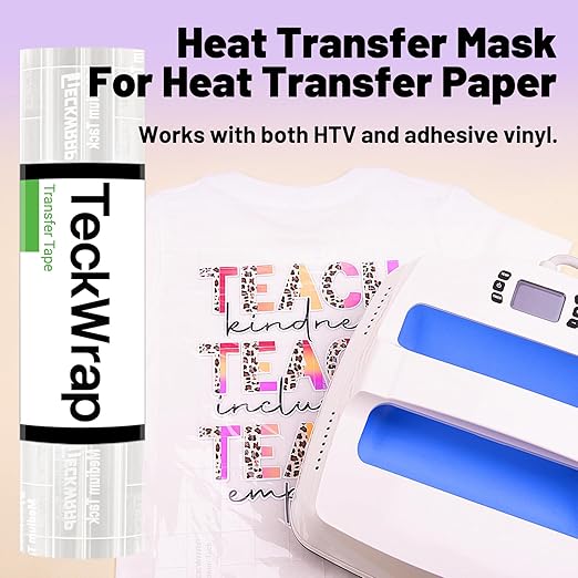 TECKWRAP Clear Transfer Tape for Vinyl -12INCH x 10 FT, Printable HTV, DIY - Image 3