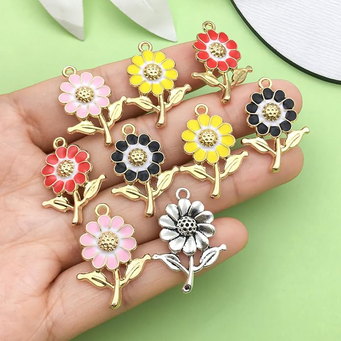 Valentine's Day Heart Charms Set, Decorative Rose and Flower Designs - Image 6