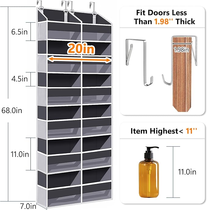 UVIAHOMI Heavy Duty Over The Door Organizer 6 Tiers, Extra Large Behind Door - Image 2