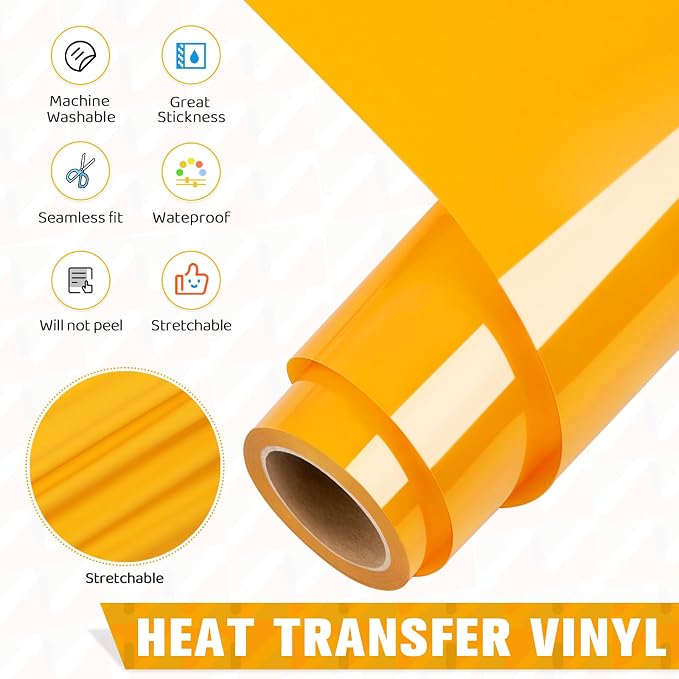 WRAPXPERT Yellow Heat Transfer Vinyl Mustard Yellow HTV Roll 12" x5ft Iron on - Image 5