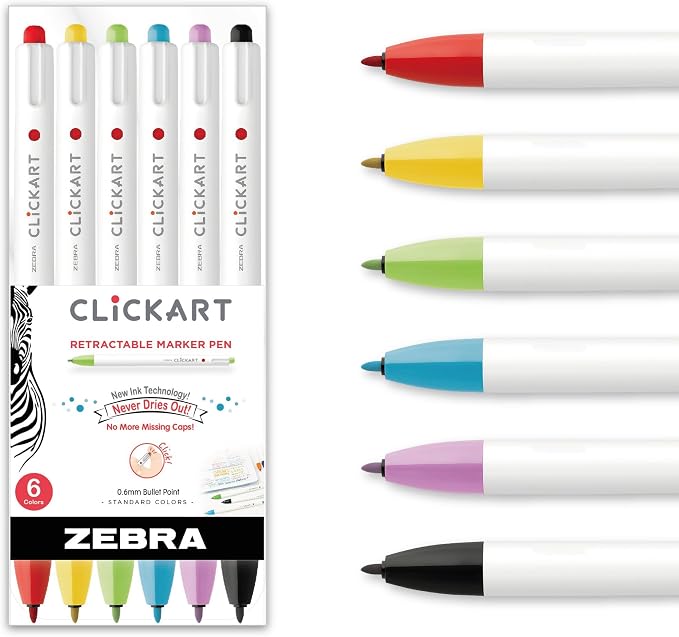 Zebra Pen CLiCKART Retractable Felt Tip Pen, 0.6mm Fine Point, Moisture by ZebraPen