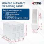 BCW 6 Drawer Card Catalog – White | Stackable Trading Card Organizer Box | - Image 3