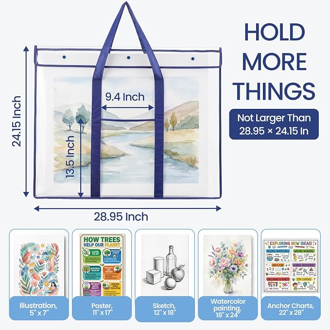 GAMENOTE 2 Pack Large Poster Storage Bag Bulletin Board Holder Art Portfolio - Image 7