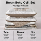 Dintszyayue Brown Boho Quilt Set Queen, 3 Pieces Aztec Texture Quilt - Image 7