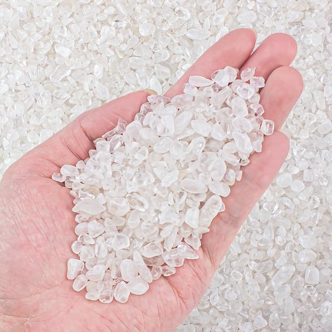 0.88 Lb Clear Quartz Crystal Chips Natural Tumbled Healing Crystal Chips Bulk by EZEELAI